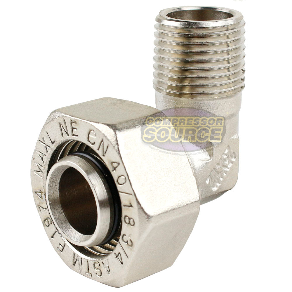 Maxline 90 Degree Elbow Fitting 3/4 Tubing x 1/2" Male NPT Compressed Air Piping M8086