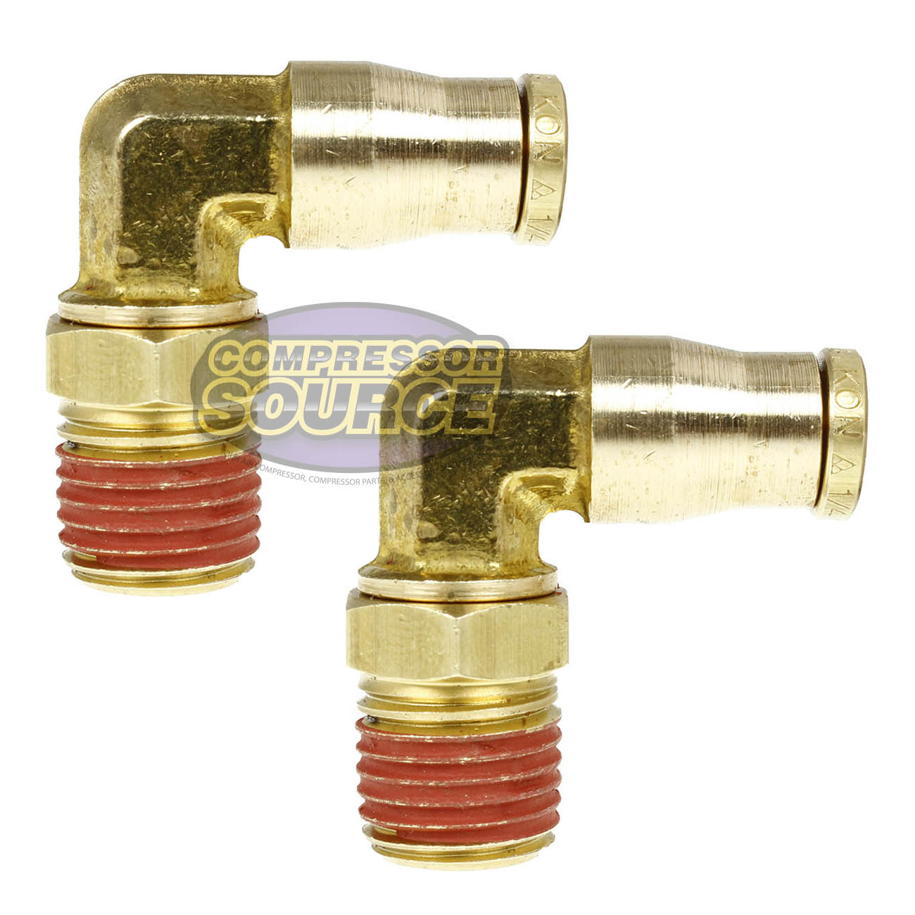2 Pack 1/4" x 1/4" Push-In x Male NPTF Swivel Elbow Brass Quick Connect Fitting
