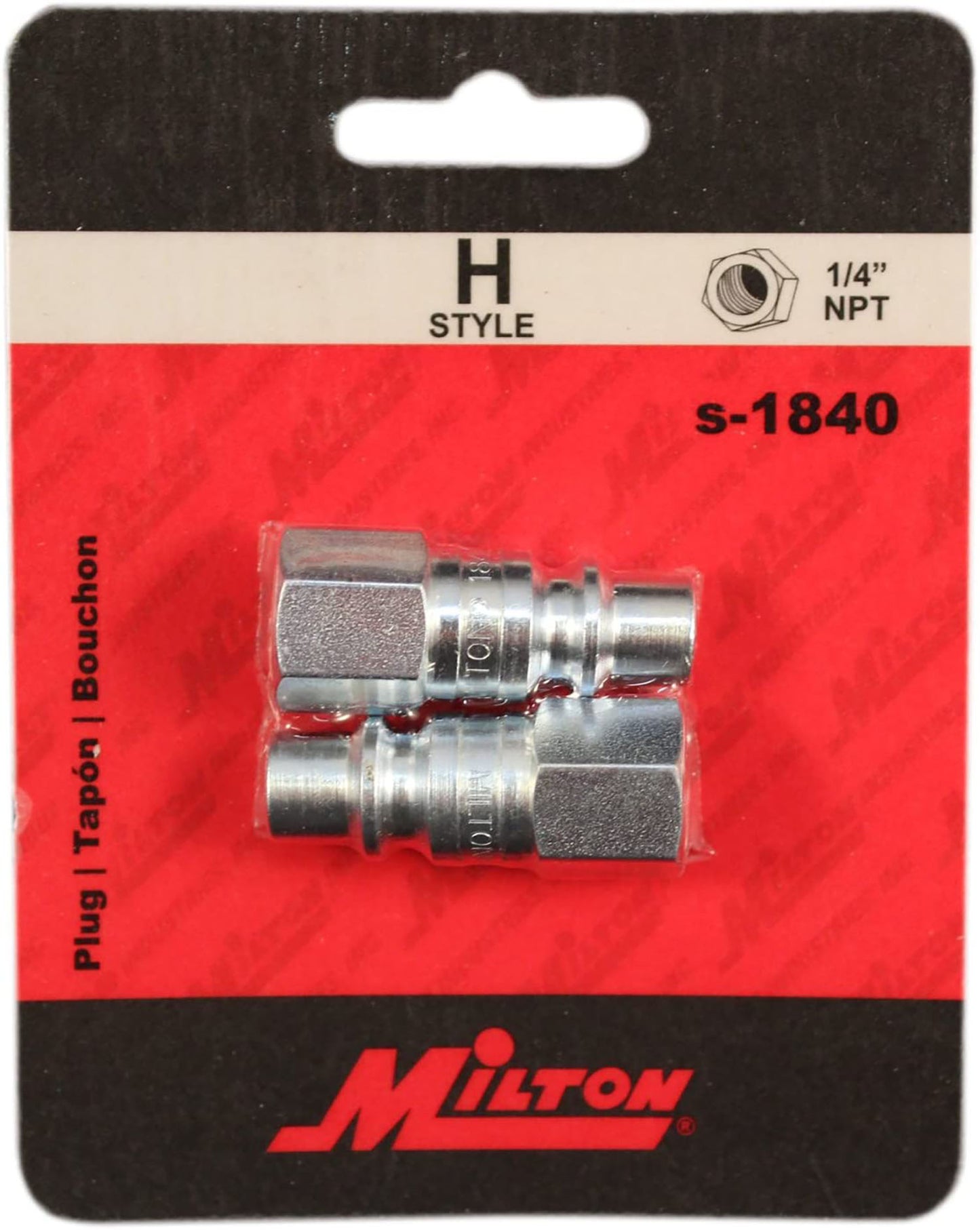 Milton H Style Plugs 1/4" Female NPT Steel Quick Release Plugs S-1840 Two Pack