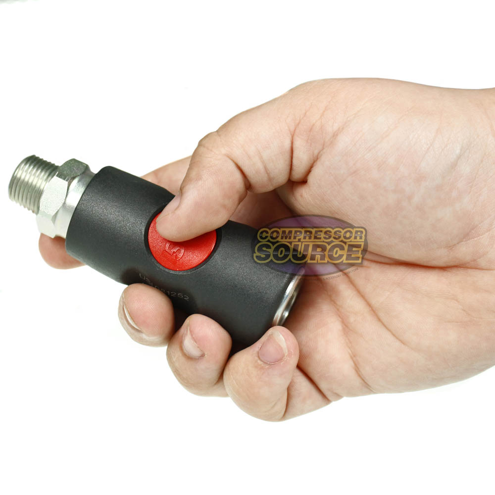 Prevost 3/8" MNPT Truflate Safety Coupling Male Coupler Push Button USI081252