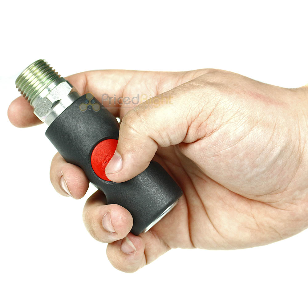 Prevost 1/2" MNPT Truflate Safety Coupling Male Coupler Push Button USI081253