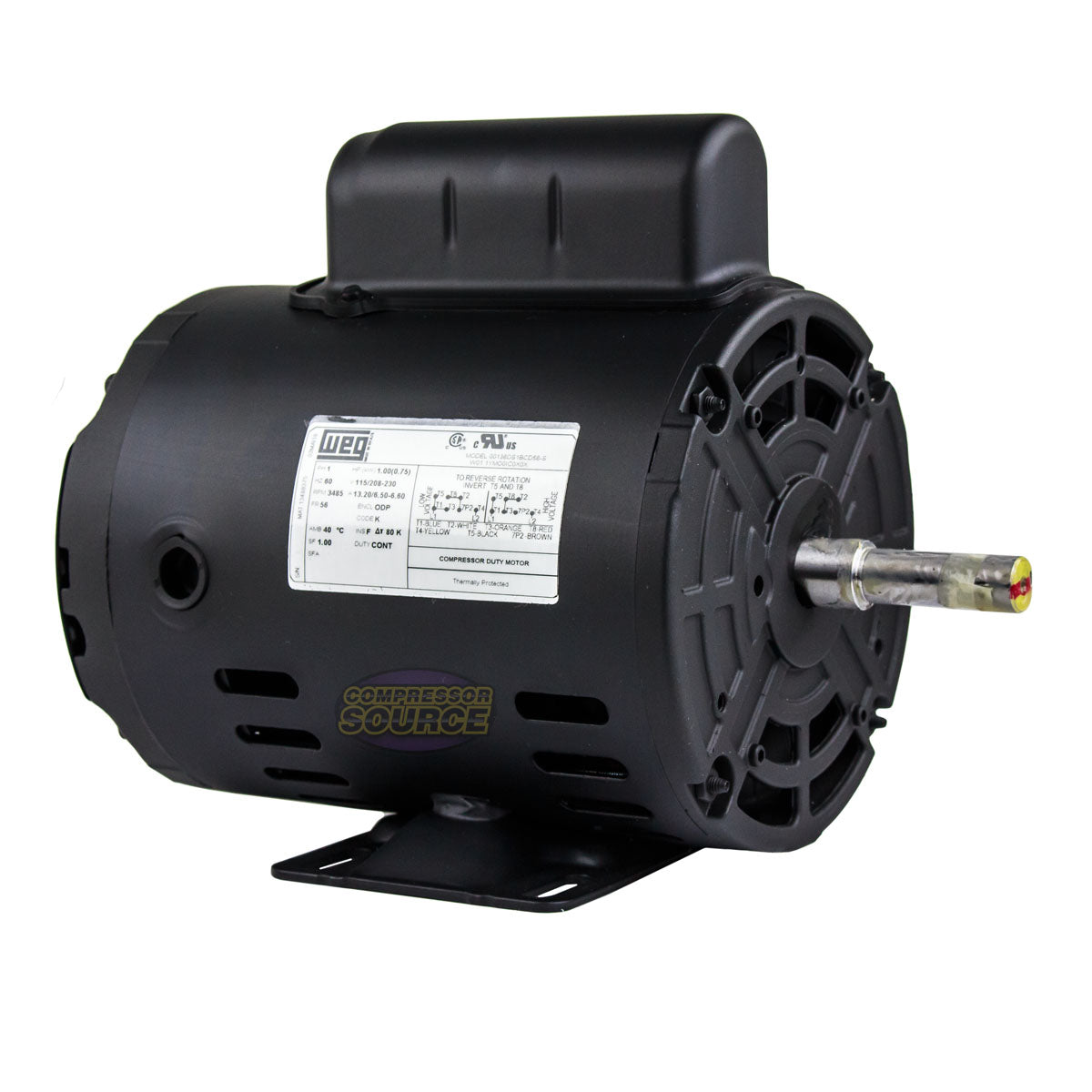 1 HP Air Compressor Electric Motor 56 Frame 3485 RPM Single Phase WEG New