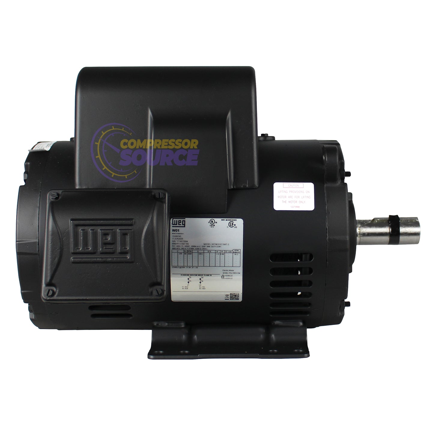 7.5 HP Single Phase Electric Motor 3510 RPM 184T Frame 208-230V ODP WEG 00736OS1C184T