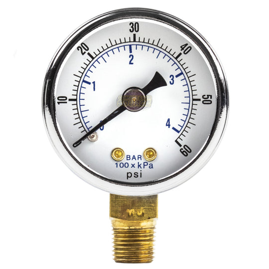 1/8" NPT 0-60 PSI Air Compressor / Hydraulic Pressure Gauge Lower Side Mount With 1.5" Face 101D-158D