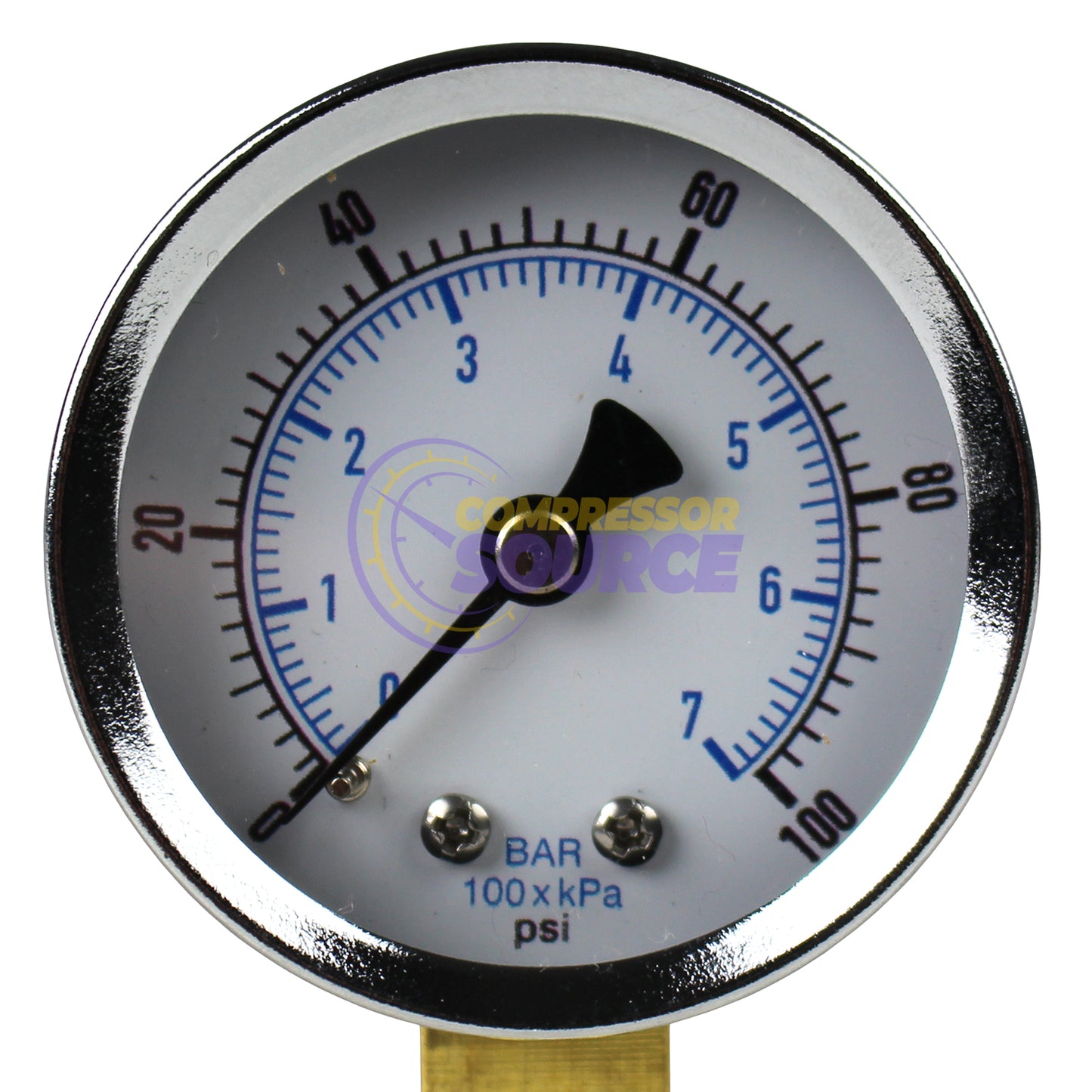 2" Face 1/4" NPT 0 - 100 PSI Pressure Gauge Lower Side Mount
