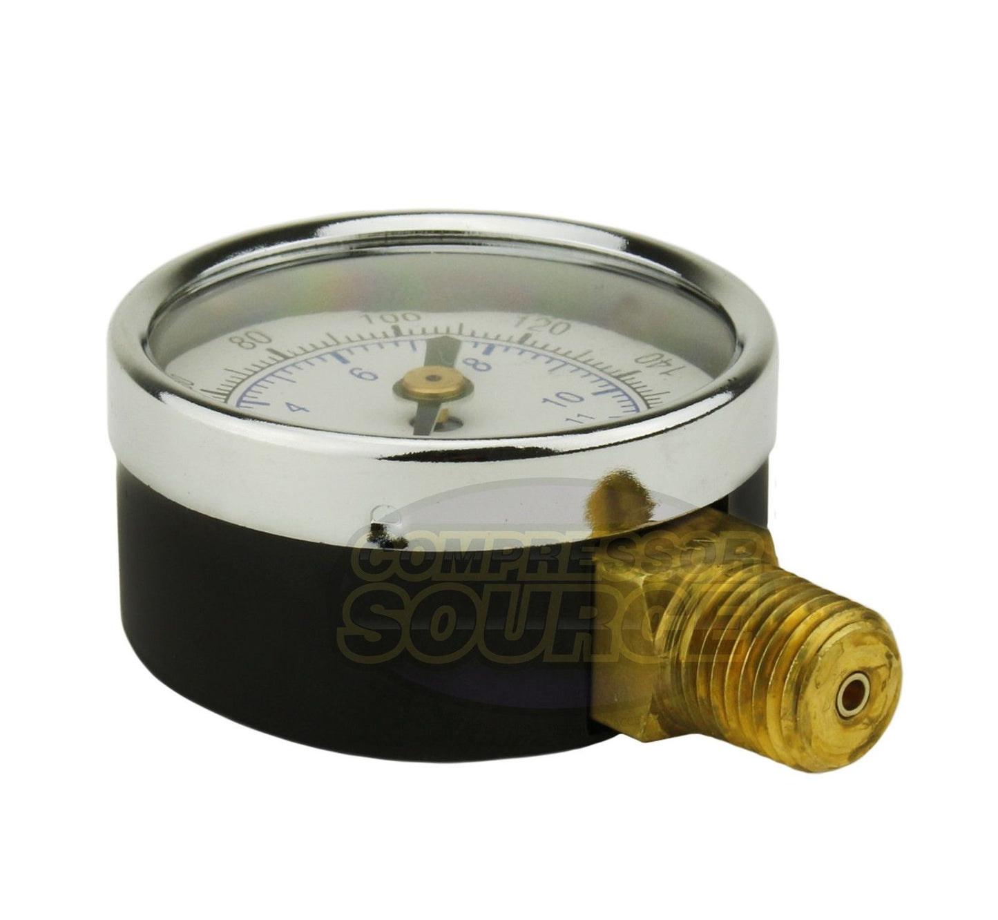 1/4" NPT 0-160 PSI Air Pressure Gauge Lower Side Mount