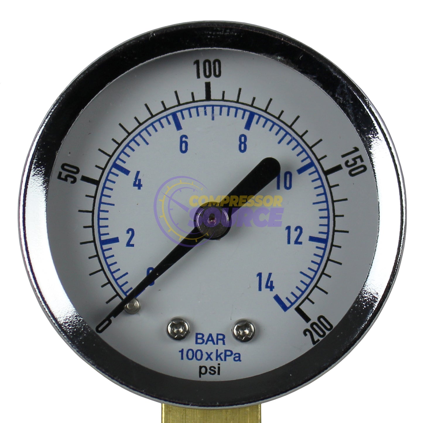 2" Face 1/8" NPT 0-200 PSI Pressure Gauge Lower Side Mount