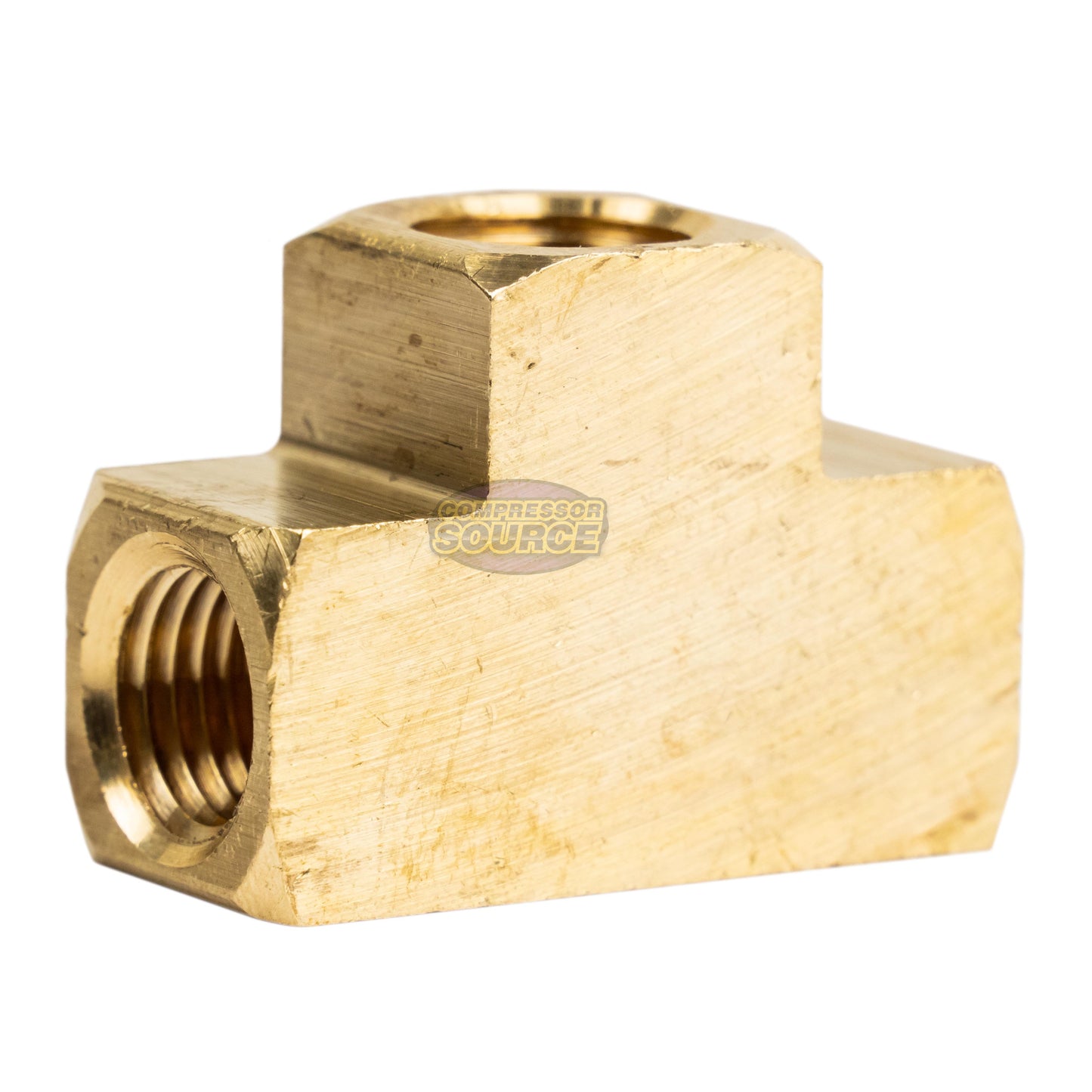 1/4" FNPT Brass Tee Pipe Fitting .25" T-Fitting Solid Brass Connector