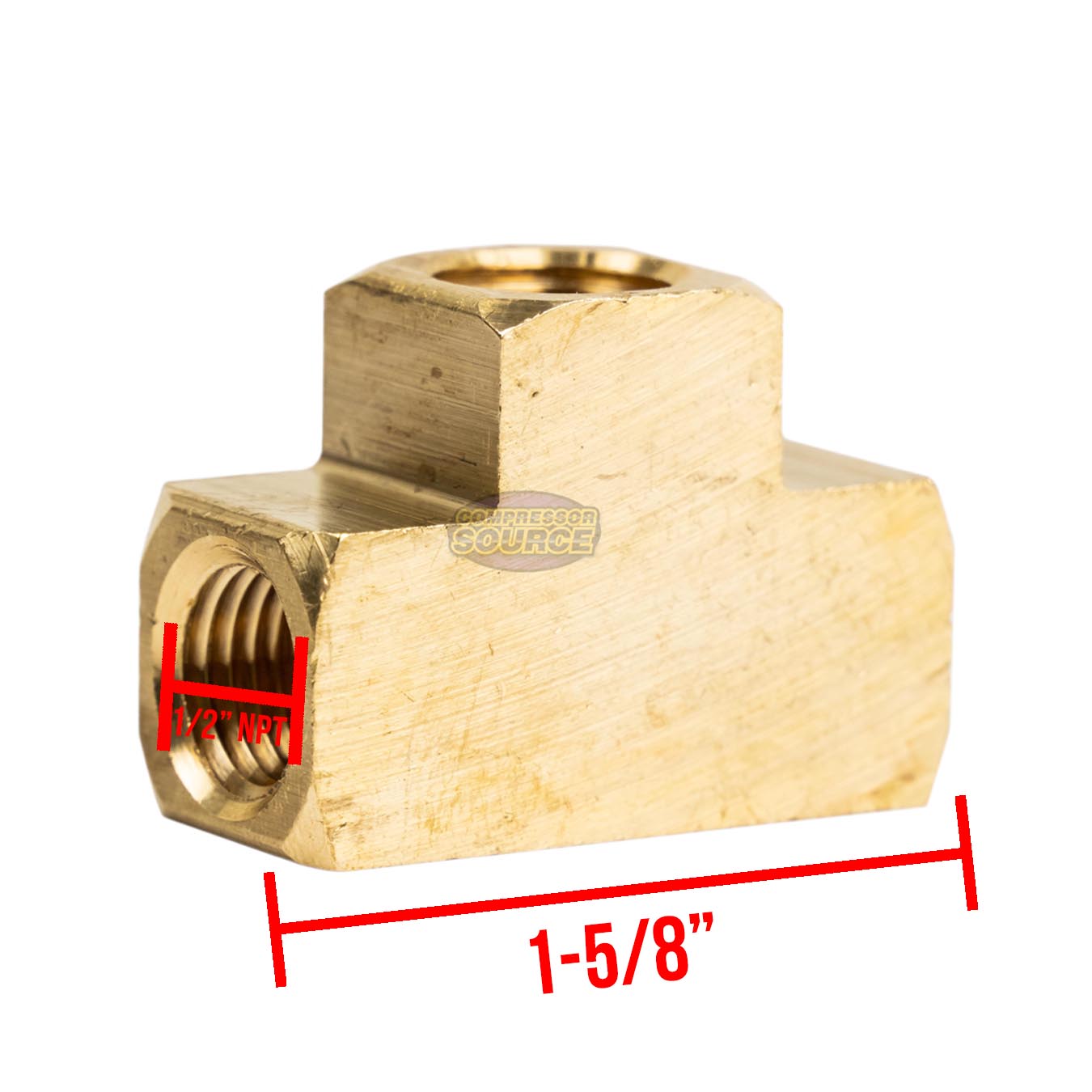 1/4" FNPT Brass Tee Pipe Fitting .25" T-Fitting Solid Brass Connector