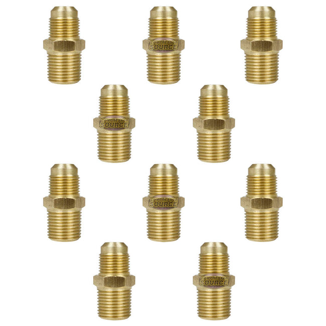 1/2" x 1/2" Brass Male Adapter Straight Connector for Flared Tubing 10269-10Pack