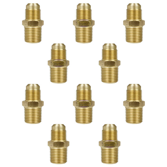1/2" x 1/2" Brass Male Adapter Straight Connector for Flared Tubing 10269-10Pack