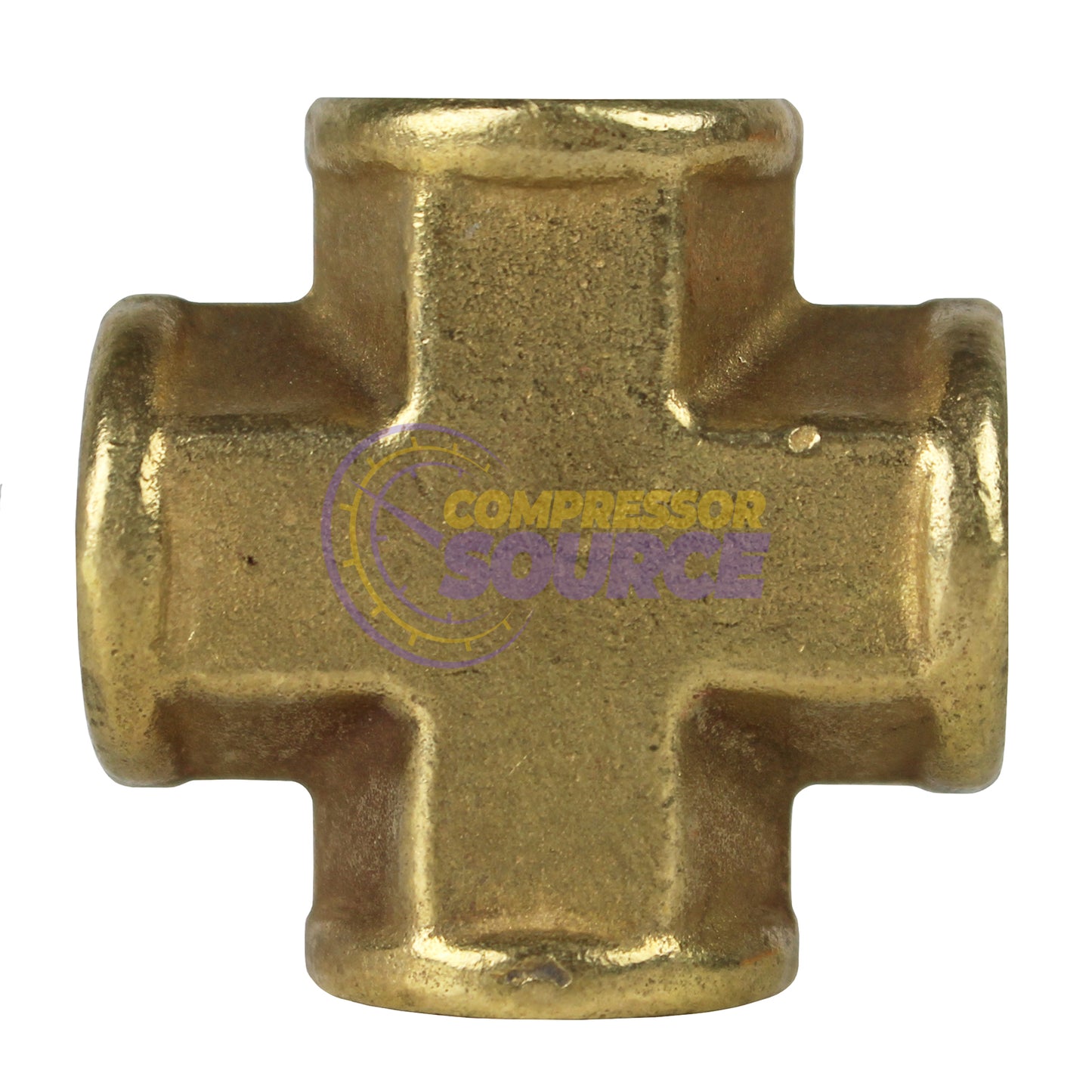 1/4" Female NPTF Forged Cross Solid Brass Multi Directional Pipe Fitting 102C