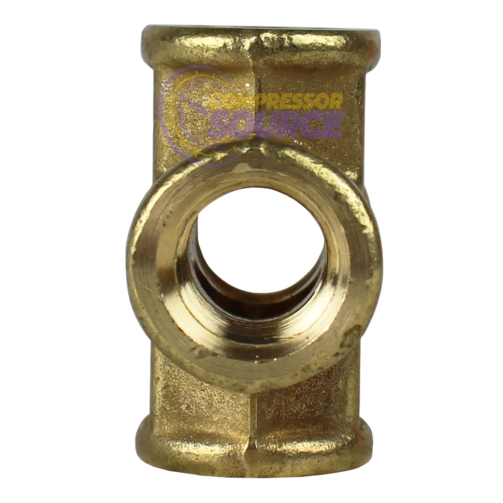 1/4" Female NPTF Forged Cross Solid Brass Multi Directional Pipe Fitting 102C