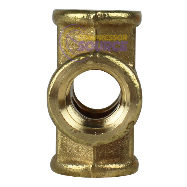 1/4" Female NPTF Forged Cross Solid Brass Multi Directional Pipe Fitting 102C