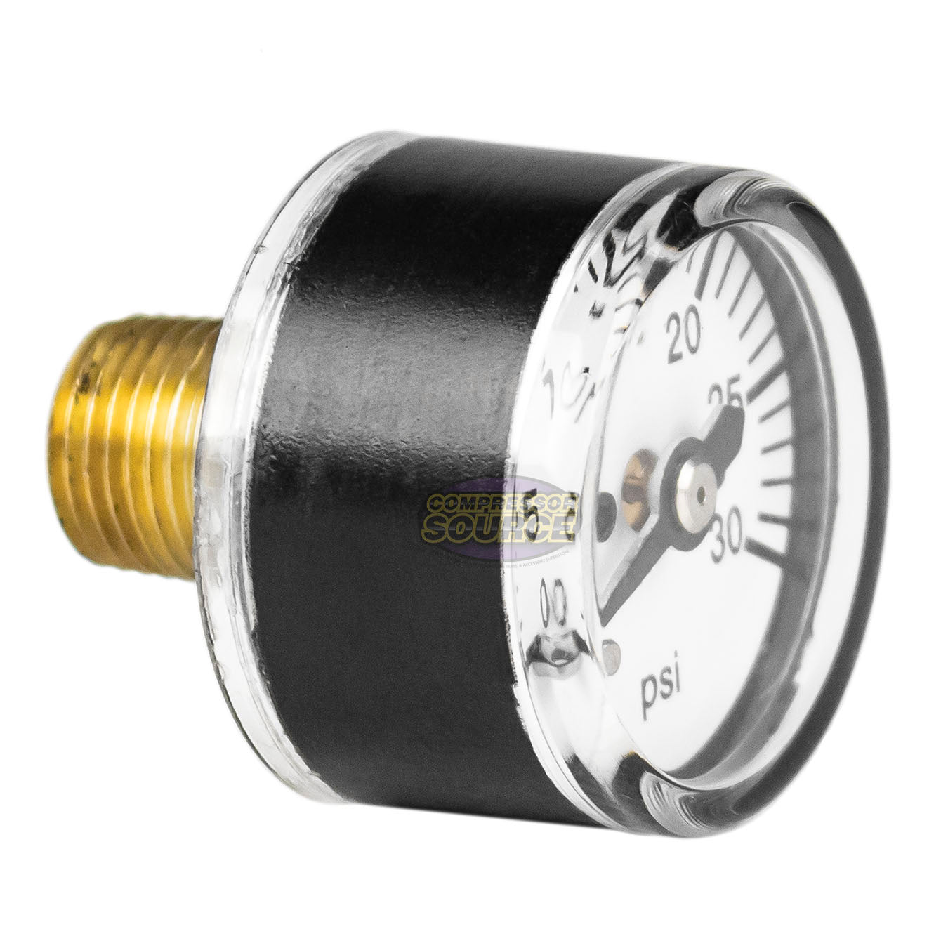 1/8" MNPT Mini Micro Air Pressure Gauge 0-30 PSI 1" Face CBM Center Back Mount