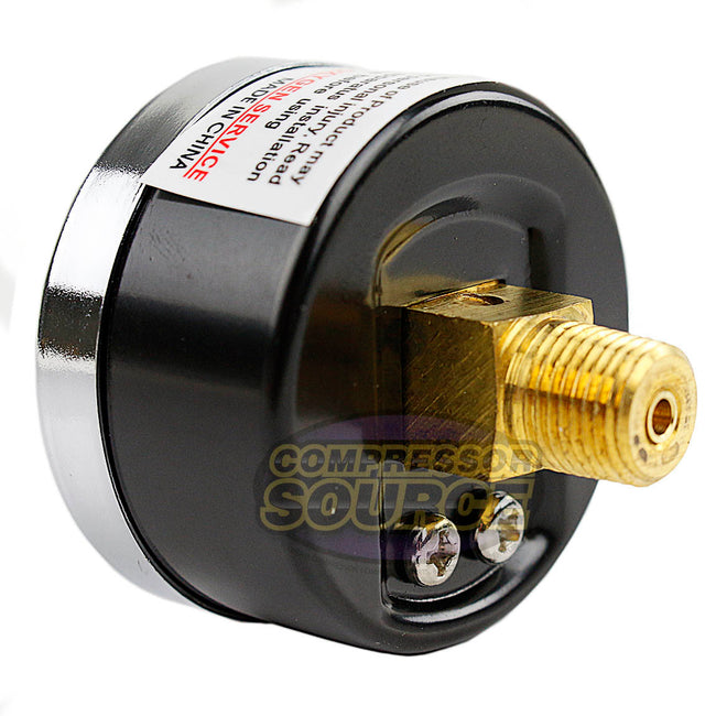 1/8" NPT 0-15 PSI Air Pressure Gauge Center Back Mount With 1.5" Face