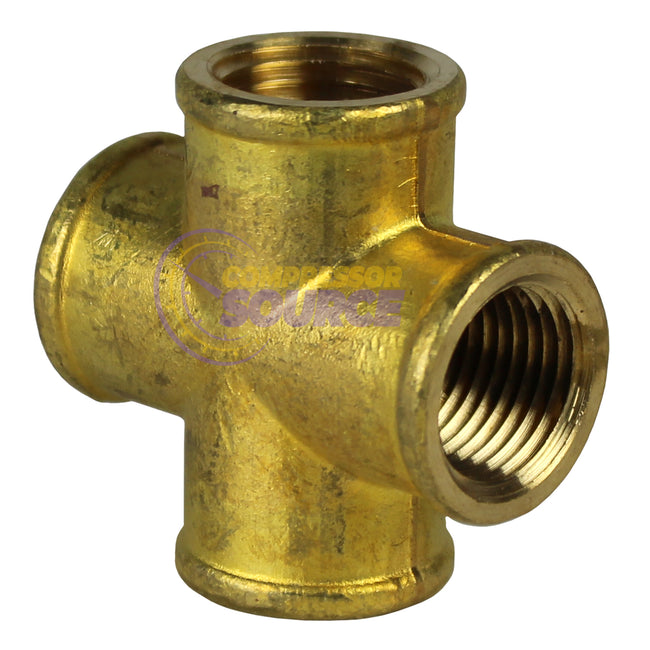 1/2" Female FNPT Brass Forged Equal Cross Pipe Thread Fitting 4 Way 102F