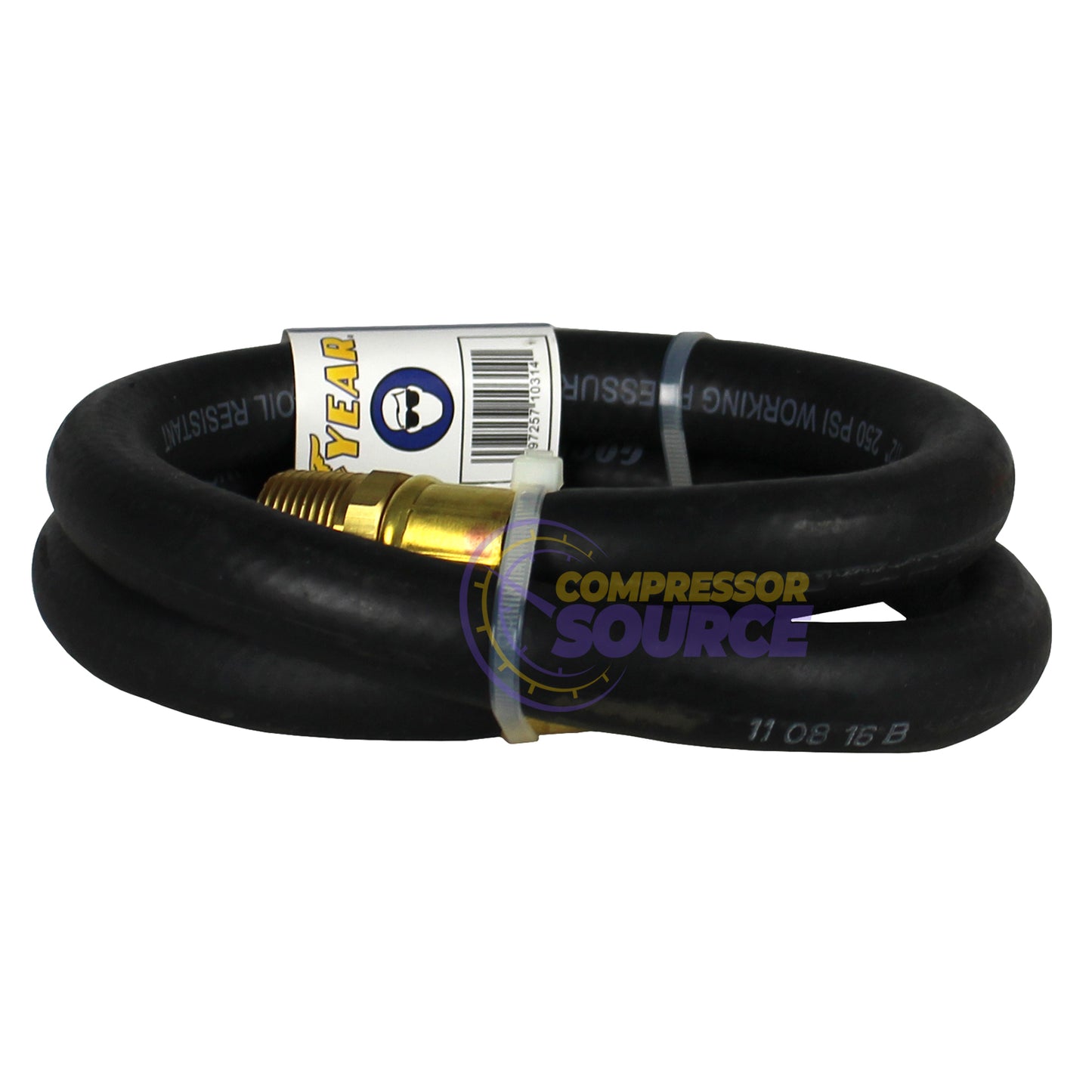 Goodyear 3' x 1/2" Rubber Air Hose Whip 250 PSI USA Made 1/2" NPT 10314