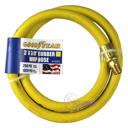 Goodyear Rubber Hose Whip 3' ft. x 3/8" in. 250 PSI Air Compressor Lead 10323