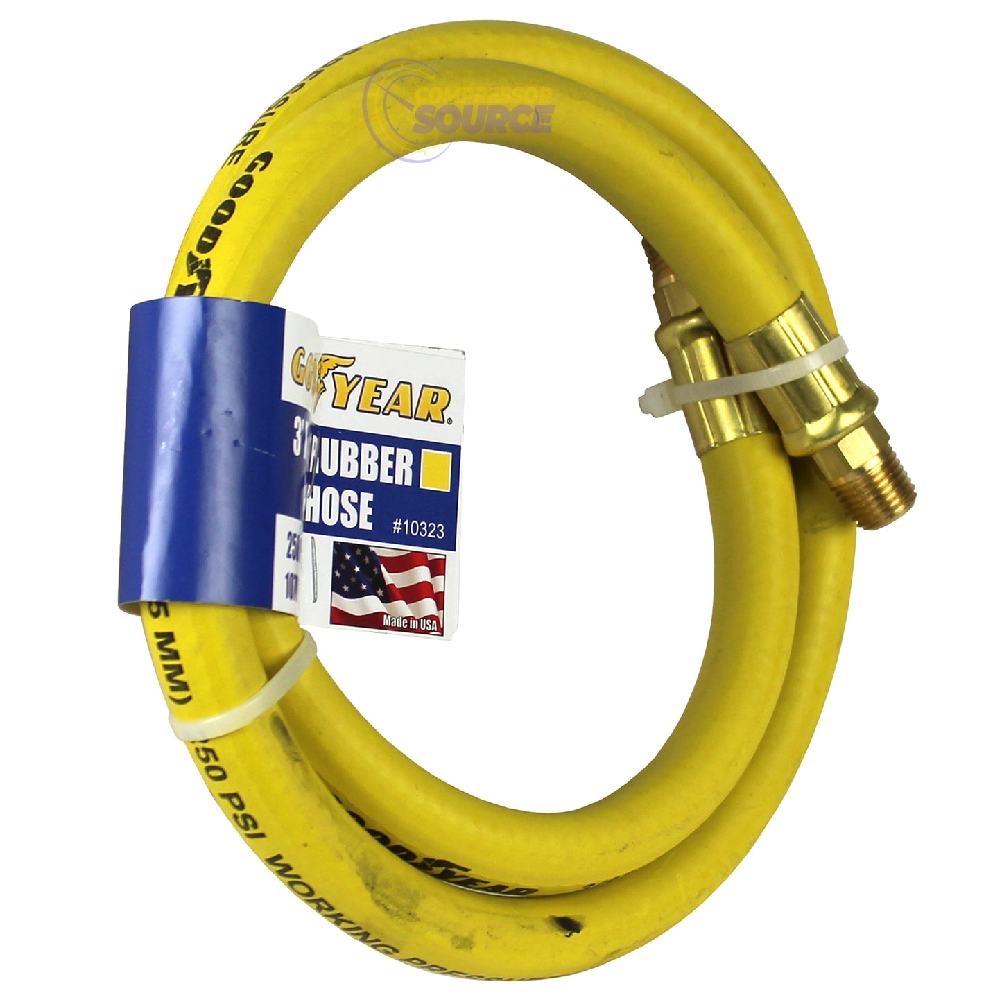 Goodyear Rubber Hose Whip 3' ft. x 3/8" in. 250 PSI Air Compressor Lead 10323