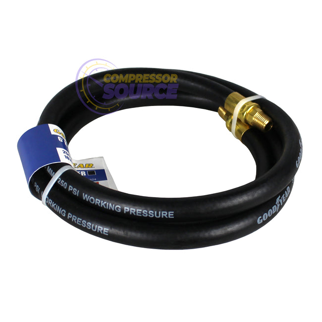 Goodyear 6' x 3/8" Rubber Air Hose Whip 250 PSI 1/4" NPT USA Made 10324