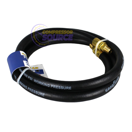 Goodyear 6' x 3/8" Rubber Air Hose Whip 250 PSI 1/4" NPT USA Made 10324