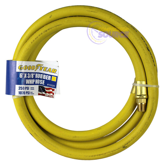 Goodyear Rubber Hose Whip 6' ft. x 3/8" in. 250 PSI Air Compressor Lead 10329