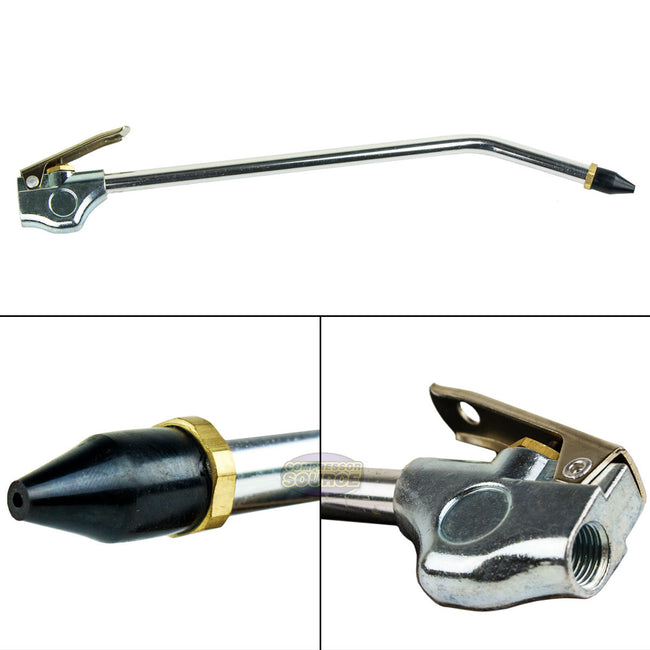 12" Inch Blow Gun Compressed Air Blowgun Tool 1/4" NPT Rubber Tip Curved 10582