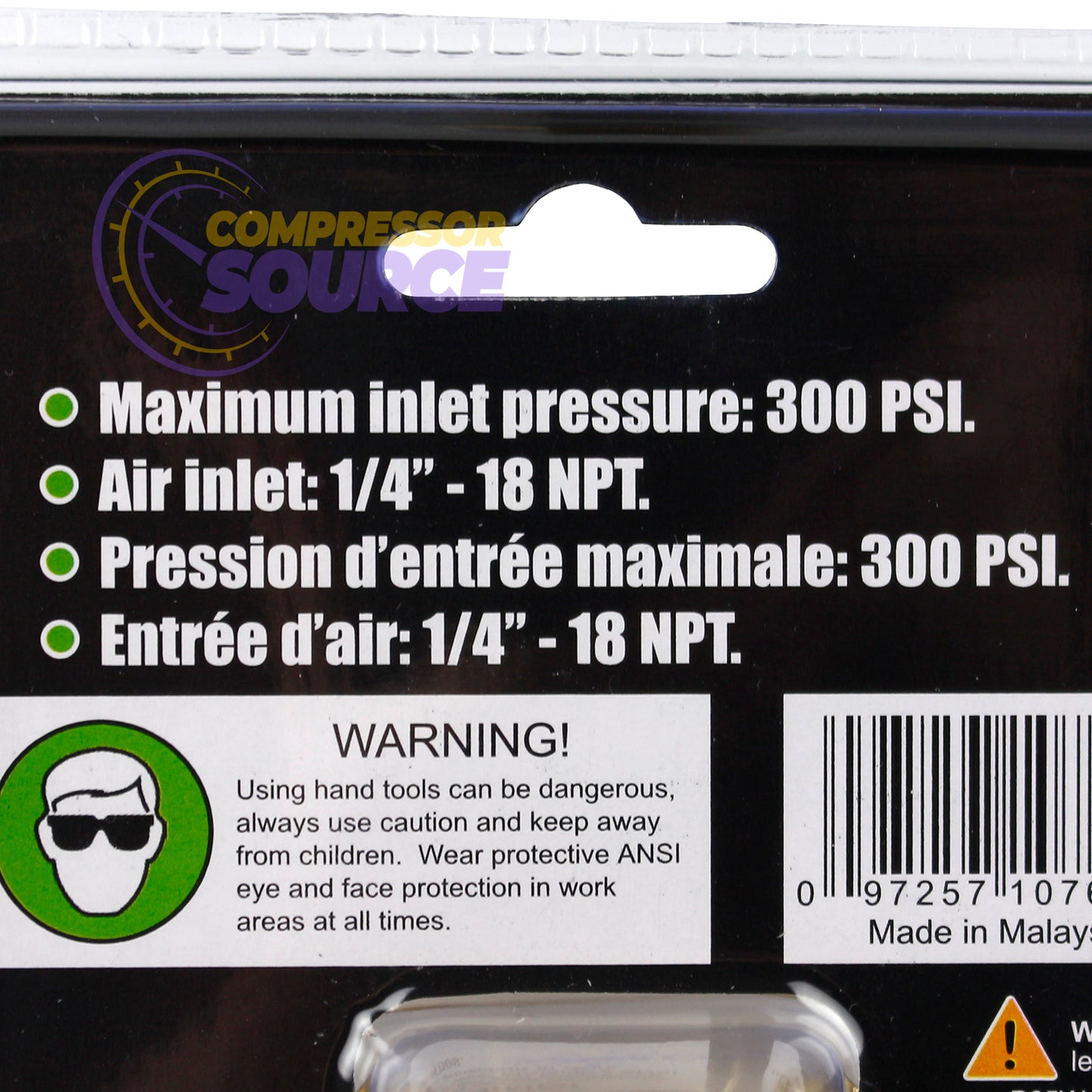 GRIP Tools 3 Way Quick Coupling Manifold 300 PSI Air Inlet 1/4" Couplers 10760