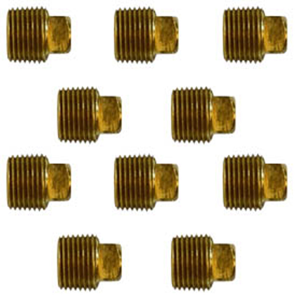 1/4" NPTF Square Head Barstock Plug Brass End Cap Pipe Fitting Brand New 10-Pack
