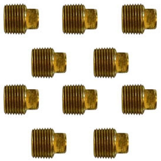 1/4" NPTF Square Head Barstock Plug Brass End Cap Pipe Fitting 10 Pack 109C