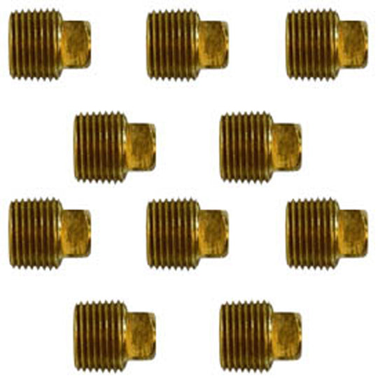 1/4" NPTF Square Head Barstock Plug Brass End Cap Pipe Fitting 10 Pack 109C