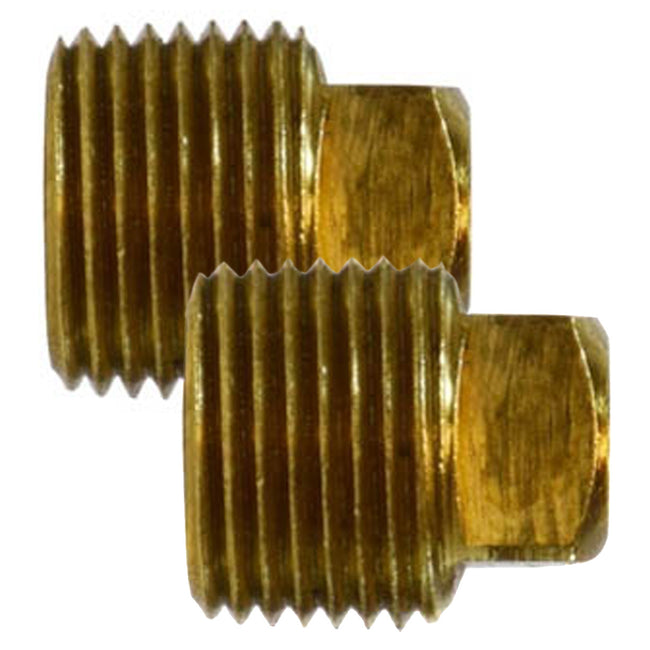 1/4" NPTF Square Head Barstock Plug Brass End Cap Pipe Fitting 2 Pack 109C