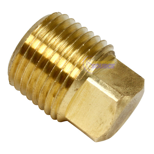 1/2" NPTF Barstock Square Head Plug Solid Brass Pipe Fitting End Cap 109F
