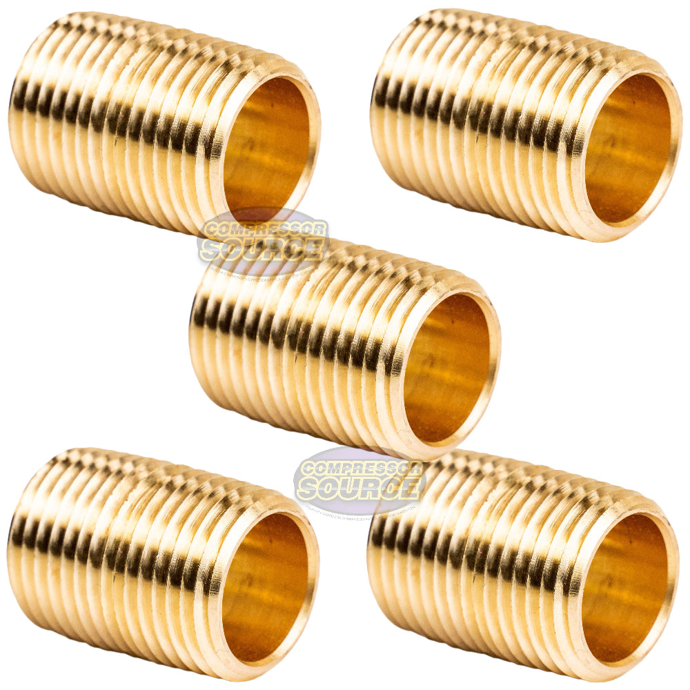 5 Pack 1/2" NPT X Male Close Pipe Nipples Threaded Brass Fitting Pipe Connector