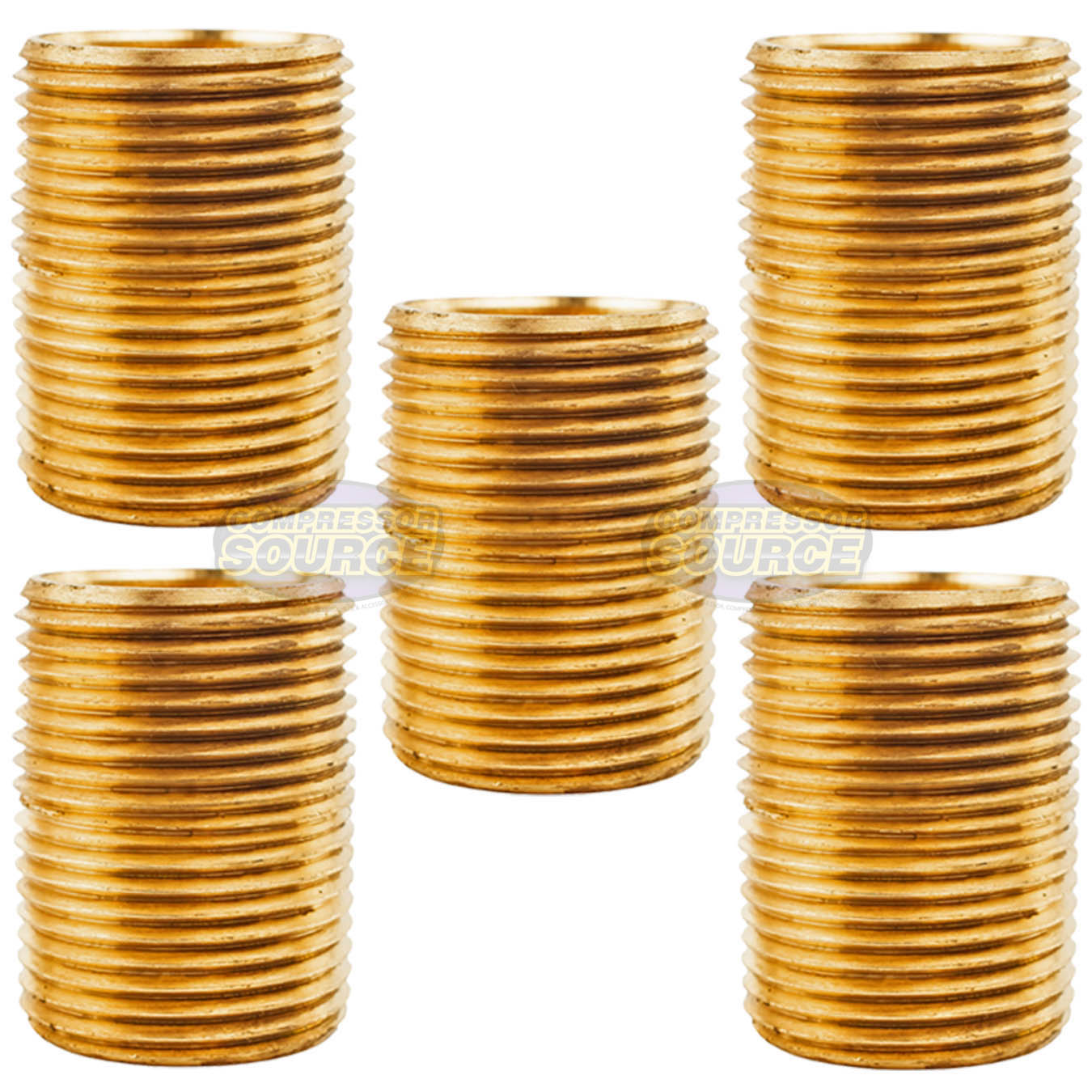 5 Pack 3/4" NPT X Male Close Pipe Nipple Threaded Brass Fitting Pipe Connector