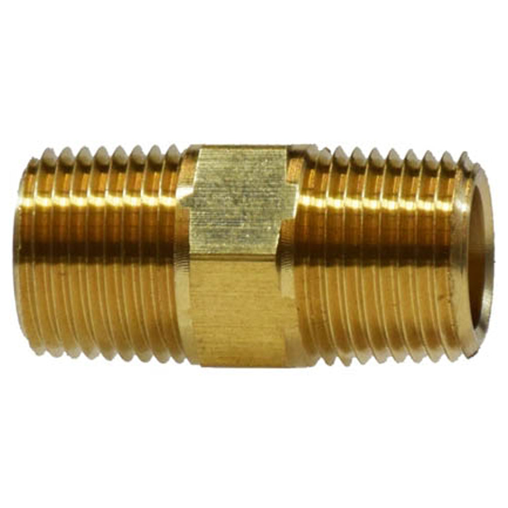 1/2" Male NPTF Hex Nipple Brass Straight Pipe Fitting 1200 PSI Maximum 5-Pack