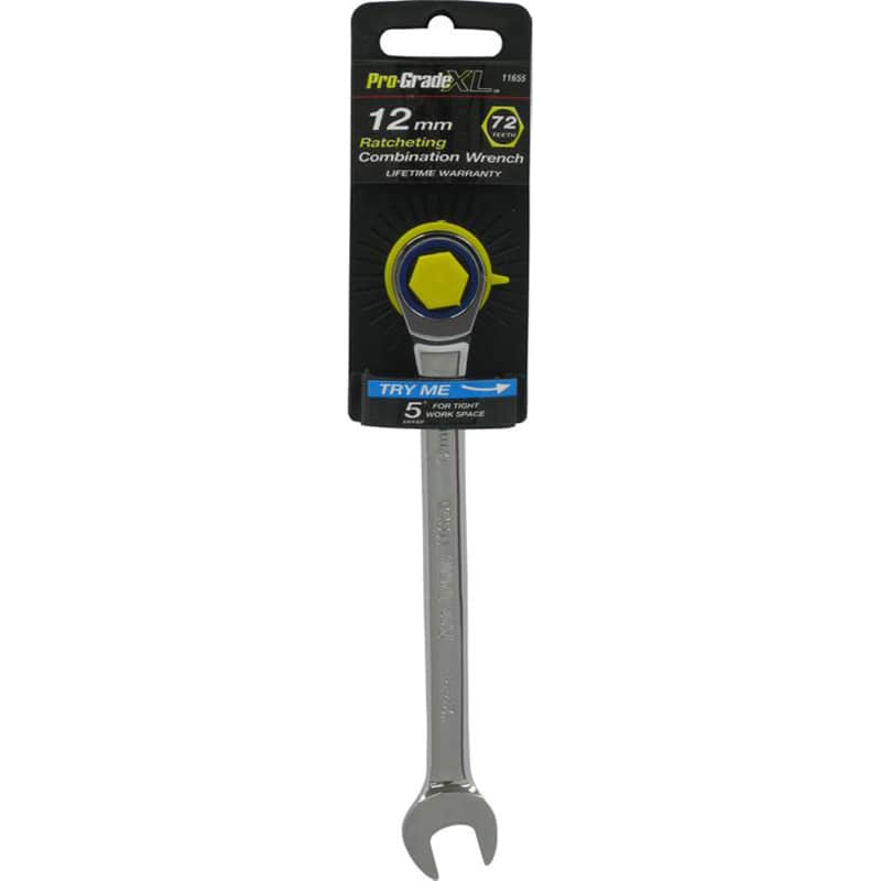 12mm Combination Wrench with 72 Teeth Ratcheting End Metric Pro-Grade 11655