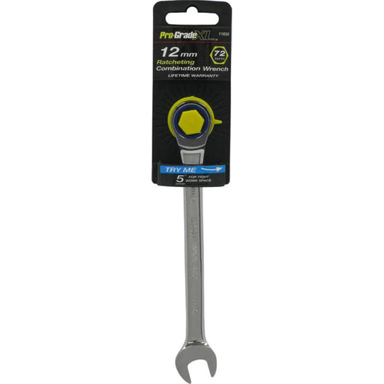 12mm Combination Wrench with 72 Teeth Ratcheting End Metric Pro-Grade 11655