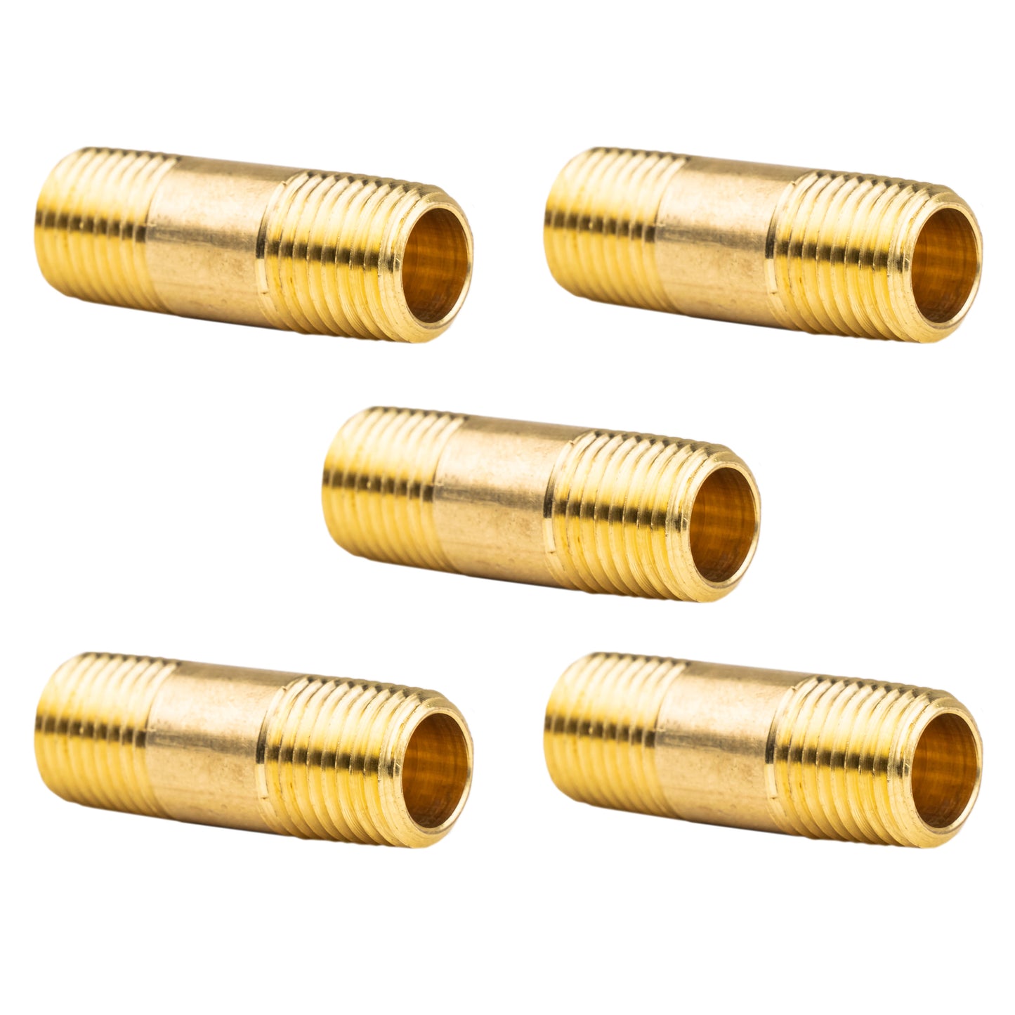 1/4" NPT x 1.5" Long Male Pipe Nipples Threaded Brass Fittings Connectors 5 Pack