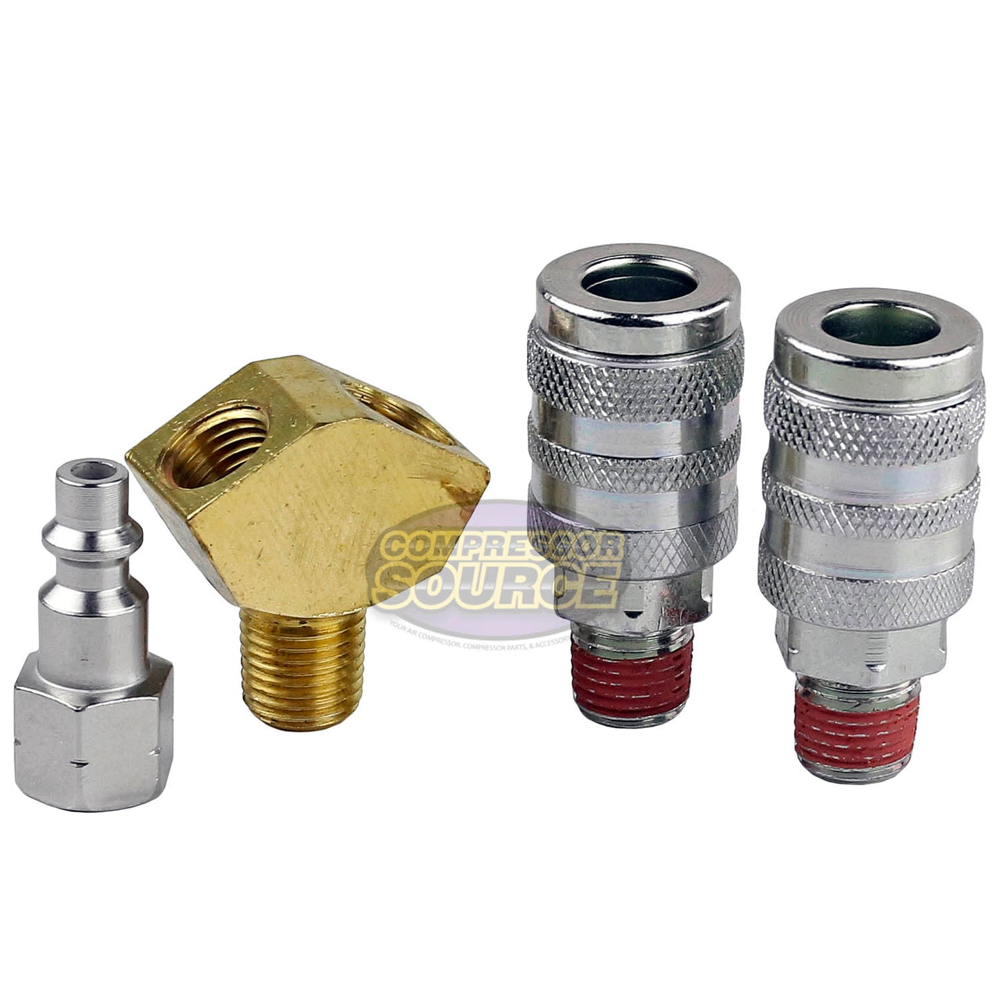 1/4" Air Hose Y Splitter Two 1/4" MNPT Couplers and One 1/4" Industrial Plug