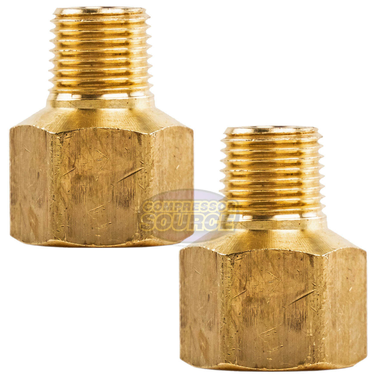 2 Pack 1/4" FNPT x 1/8" MNPT Pipe Adapter Brass Pressure Gauge Connector Extender