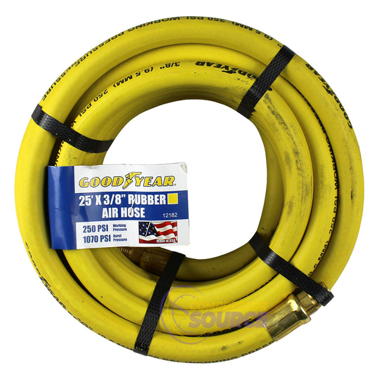 Goodyear Rubber Air Hose 25' ft. x 3/8" in. 250 PSI Air Compressor Hose 12182