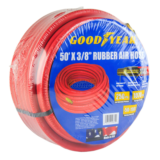 Goodyear 50' x 3/8" Rubber Air Hose 250 PSI Air Compressor Hose USA Made 12674