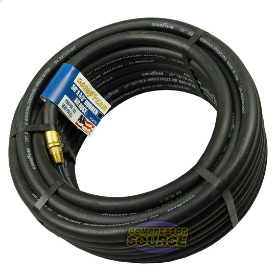 Goodyear 50' x 3/8" Rubber Air Hose 250 PSI Air Compressor Hose USA Made 12676
