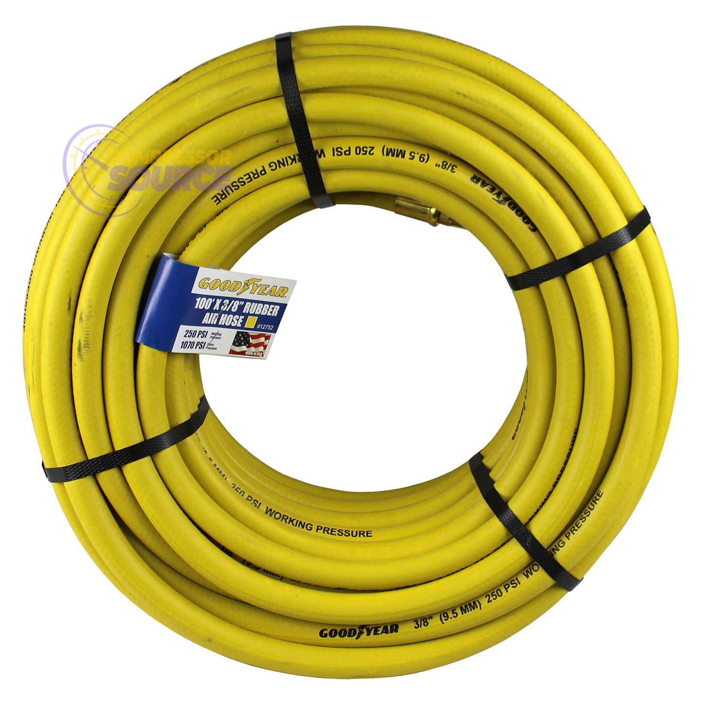 Goodyear Rubber Air Hose 100' ft. x 3/8" in. 250 PSI Air Compressor Hose 12752