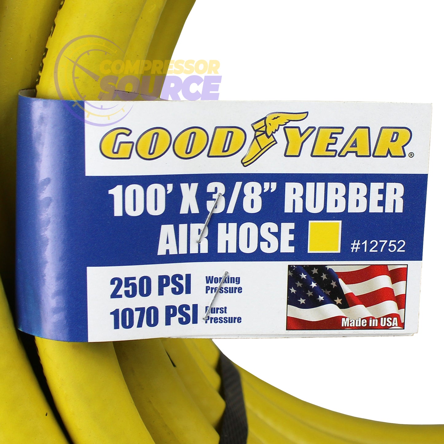 Goodyear Rubber Air Hose 100' ft. x 3/8" in. 250 PSI Air Compressor Hose 12752