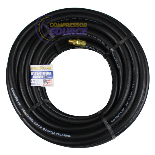 Goodyear 100' x 3/8" Rubber Air Hose 1/4" NPT 250 PSI USA Made 12760