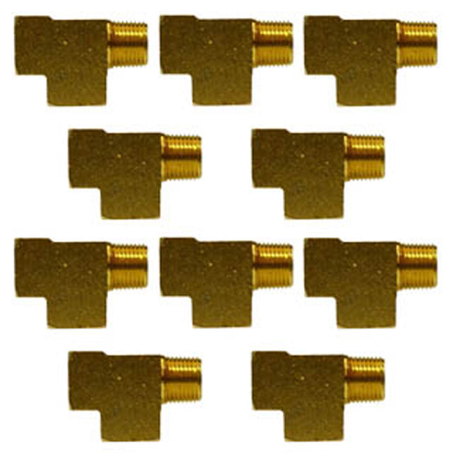 1/4" Female NPT x Male NPT x FNPT Barstock Street Tee Brass Fitting 10-Pack