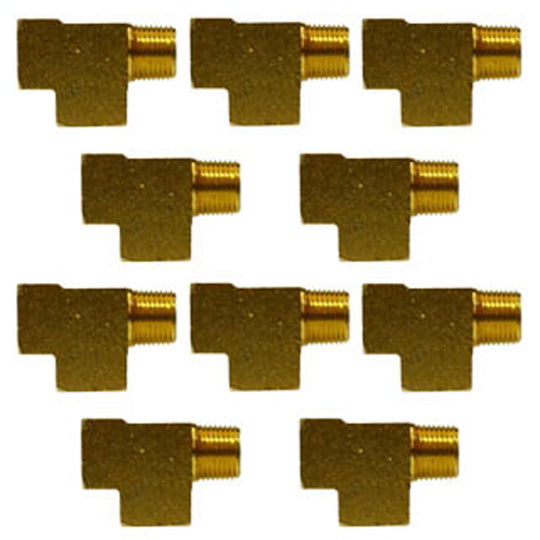 1/4" Female NPT x Male NPT x FNPT Barstock Street Tee Brass Fitting 10-Pack